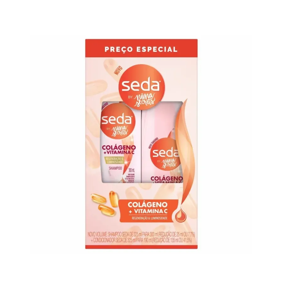 Kit Seda By Niina Secrets Colágeno + Vitamina C Shampoo 300ml + Condicionador 190ml