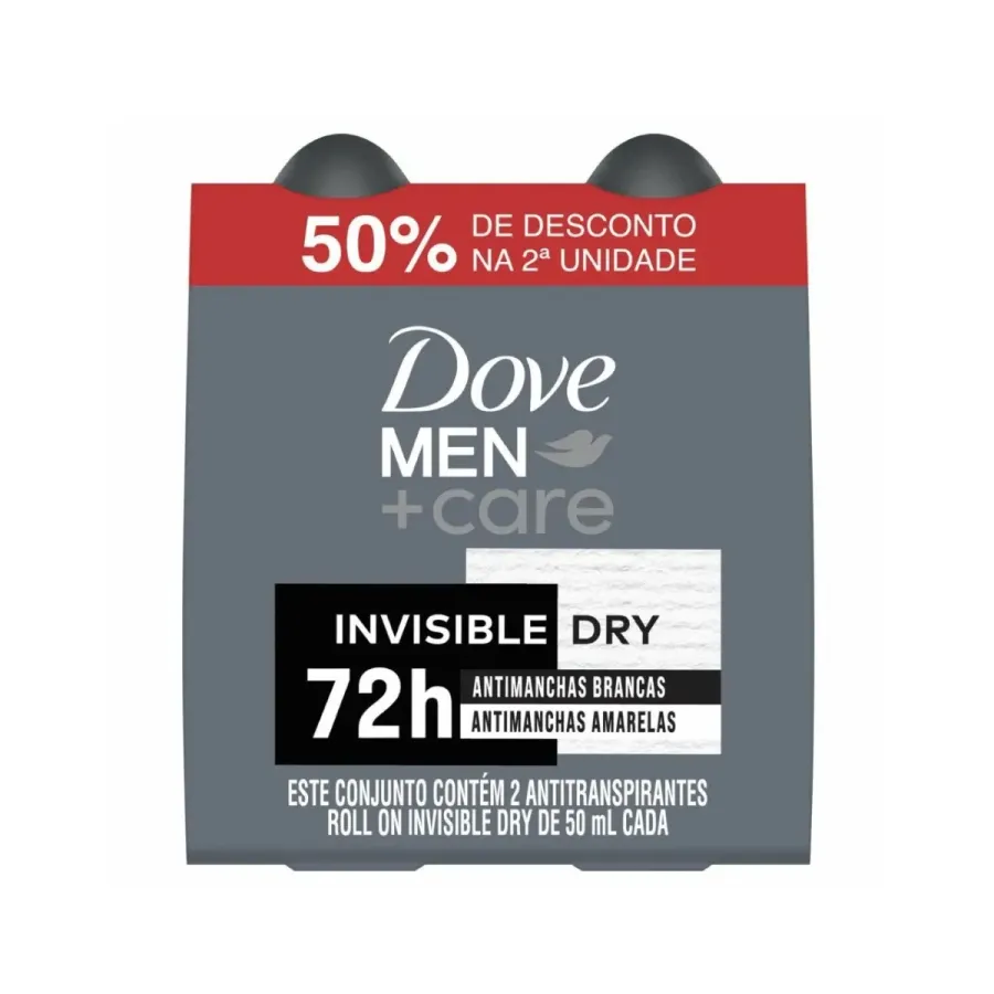 Kit Desodorante Antitranspirante Dove Men +care Invisible Dry 2 Unidades de 50ml Roll-On