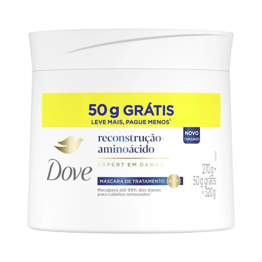 Máscara de Tratamento Dove 2 em 1 Reconstrução + Aminoácido 320g