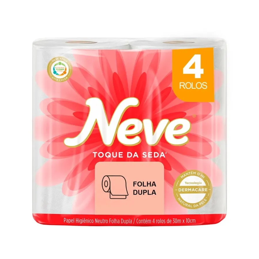 Papel Higiênico Neve Toque de Seda 4 Rolos 4 Unidades