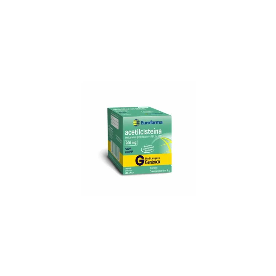 Acetilcisteína 200mg Genérico Eurofarma 16 Sachês