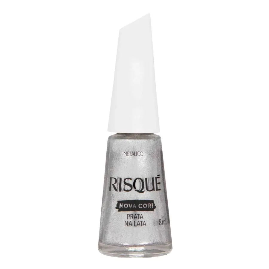 Esmalte Risqué Metálico Prata na Lata 8ml