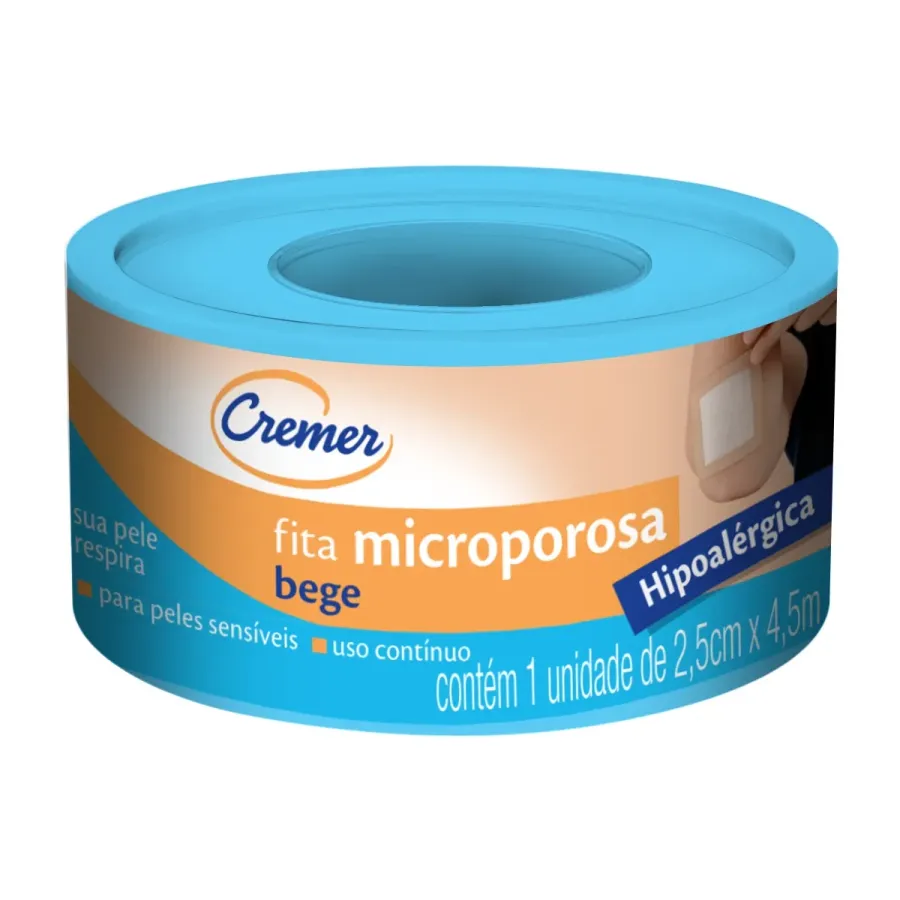 FITA CREMER MICROPOROSA 2,5CM X 4,5M BEGE