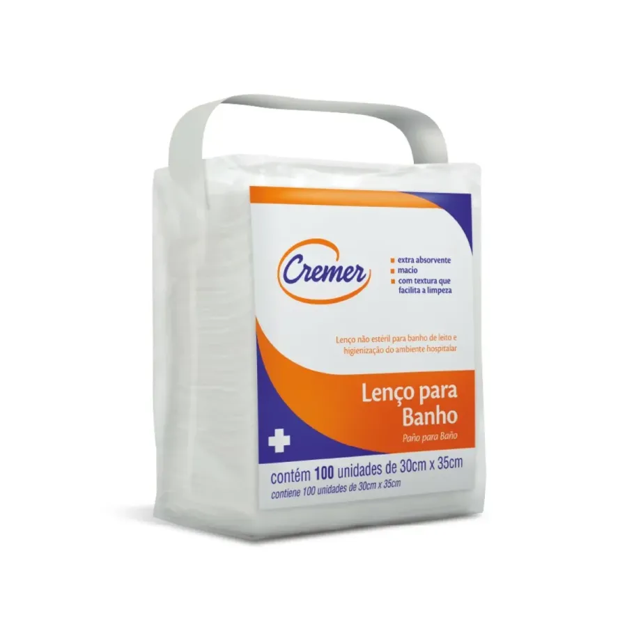 Lenço para Banho Cremer 30cm X 35cm 100 Unidades