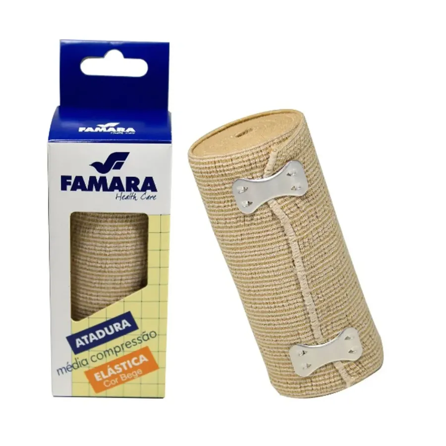 Atadura Elastica Famara Média Compressao Bege 10cm X 1,30m