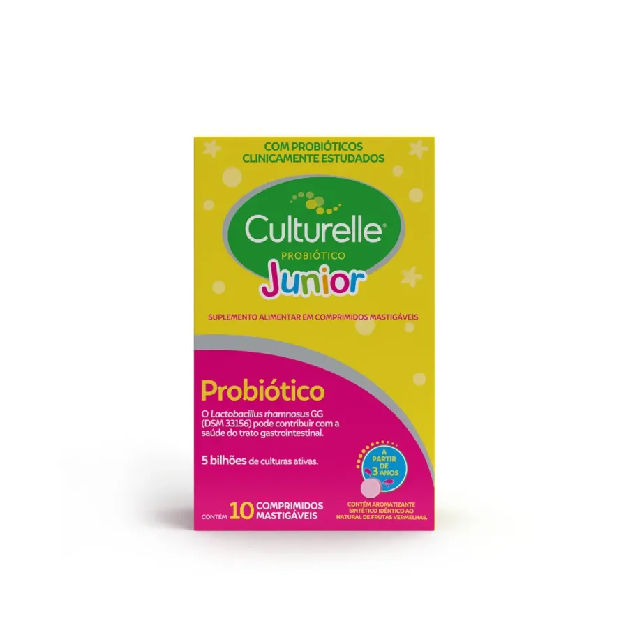 Culturelle Junior Probiótico 10 Comprimidos Mastigáveis Sabor Frutas Vermelhas
