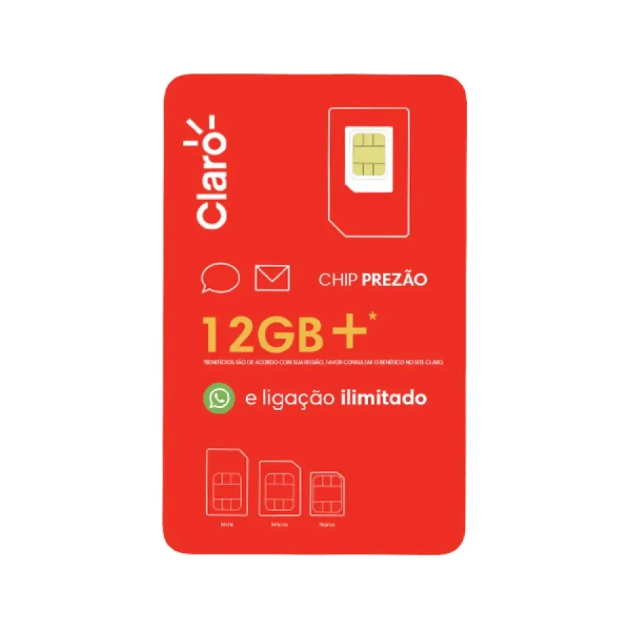 Chip Claro Pre Pago com Recarga
