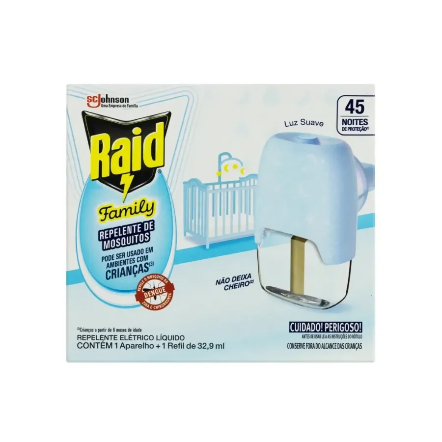 REPELENTE ELETRICO RAID LIQ FAMILY 45 NOITES + REFIL