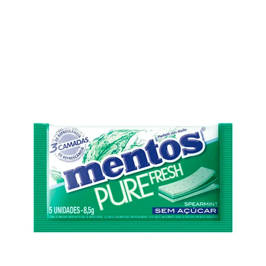 Chiclete Mentos Pure Fresh 3 Camadas Spearmint 8,5g