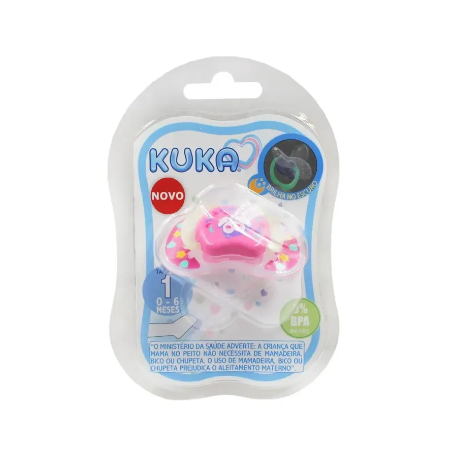 Chupeta Kuka Lumina Bico Rosa 1 Unidade