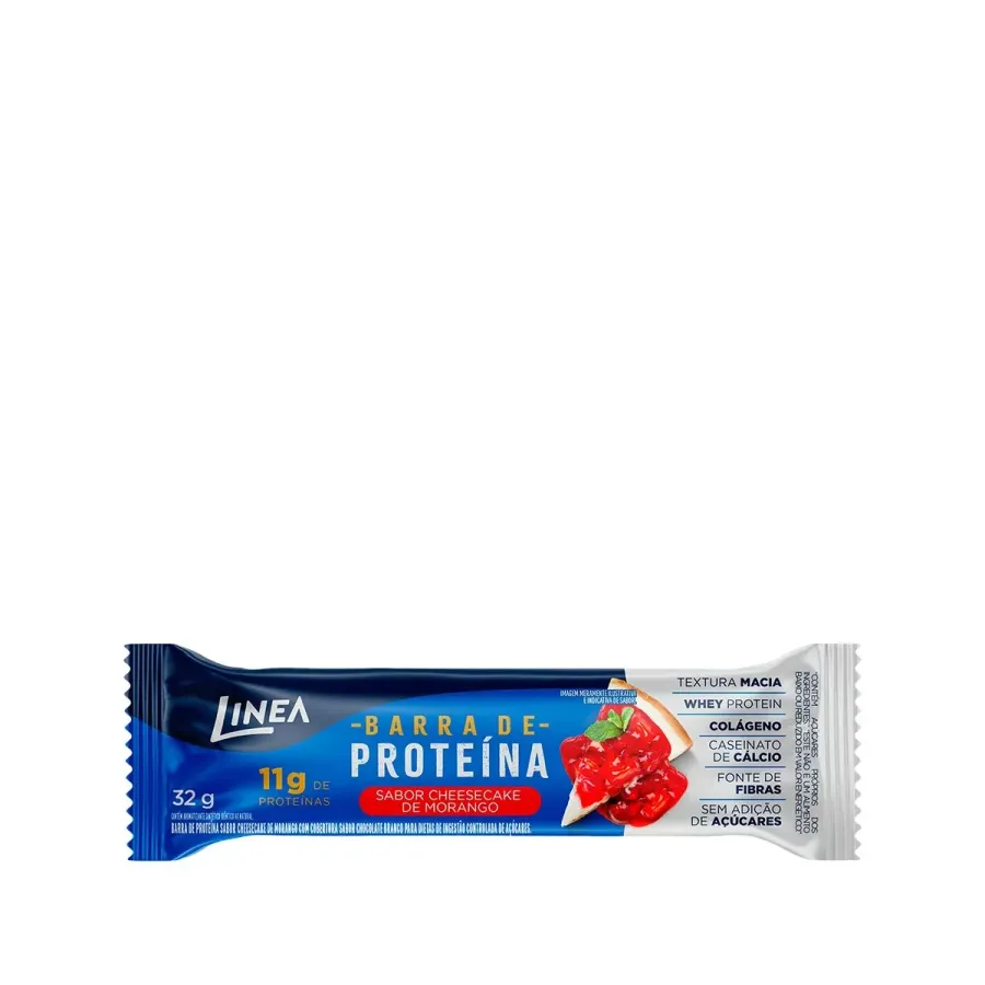 Barra de Proteína Linea Cheesecake de Morango Cobertura Chocolate Branco 32g