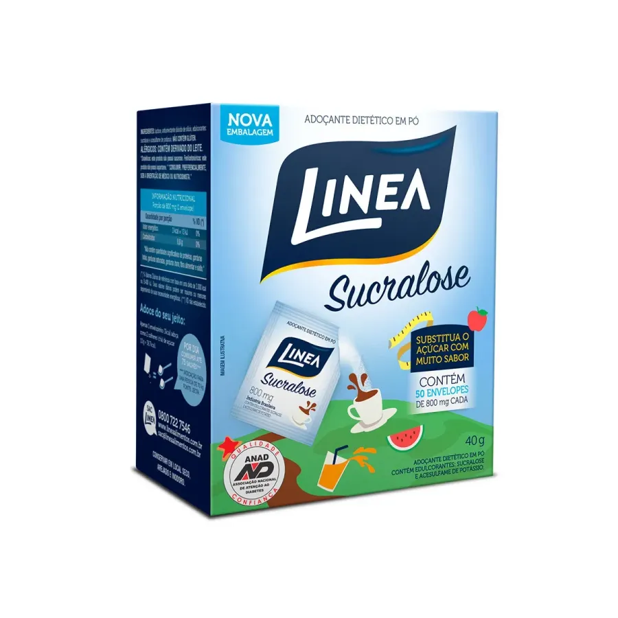 Adoçante em Pó Linea Sucralose 50 Envelopes de 800mg Cada