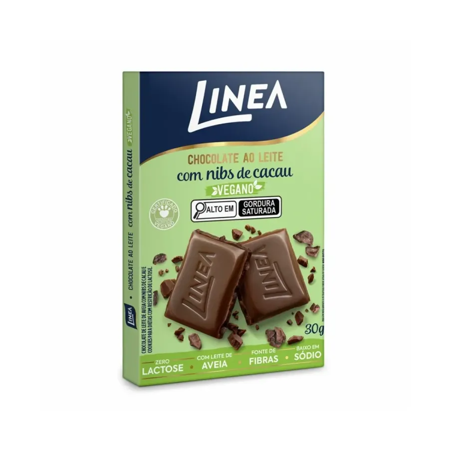Chocolate Linea Ao Leite com Nibs de Cacau Vegano 30g