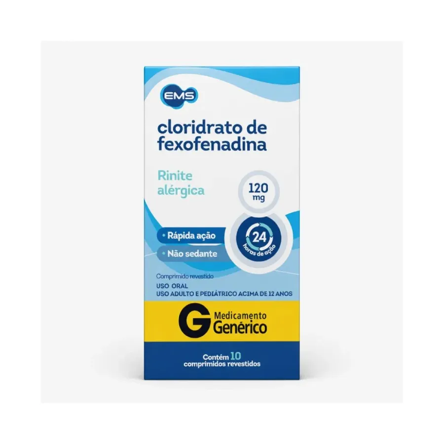 Cloridrato de Fexofenadina Comprimido 120mg Genérico Ems 10 Comprimidos