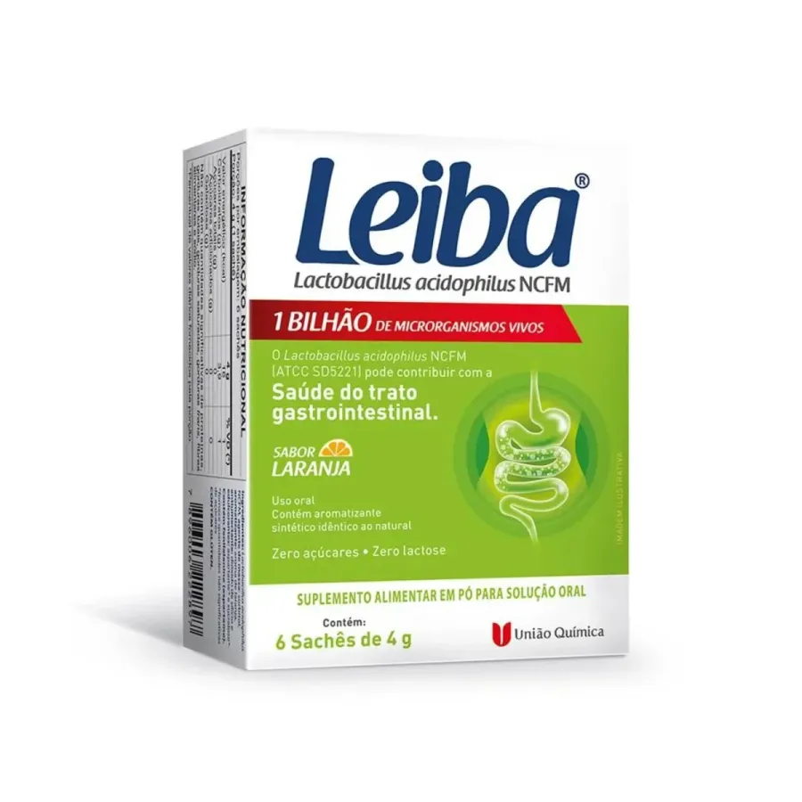 Probiótico Leiba Sabor Laranja 6 Sachês de 4g Cada