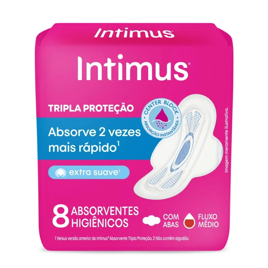 Absorvente Externo Intimus Tripla Proteção Suave com Abas 8 Unidades