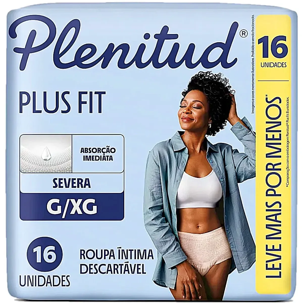 Roupa Íntima Descartávelável Plenitud Plus Fit G/Xg 16 Unidades