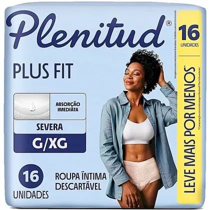 Roupa Íntima Descartávelável Plenitud Plus Fit G/Xg 16 Unidades