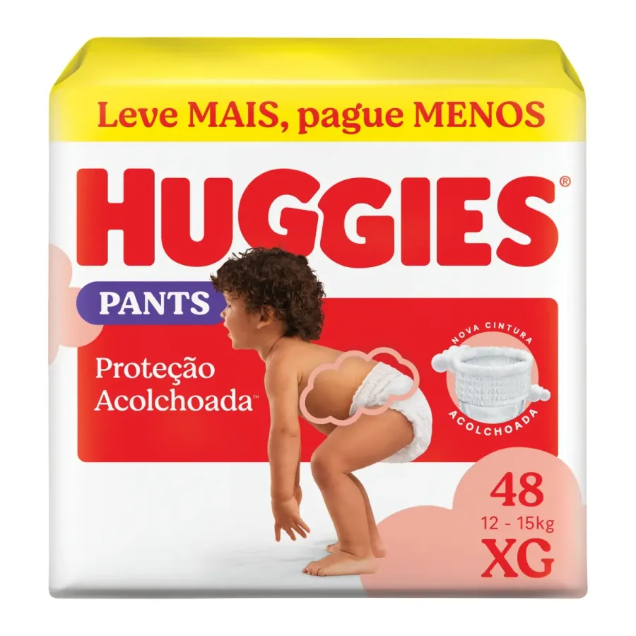 Fralda Huggies Pants Roupinha Proteção Acolchoada Xg 48 Unidades