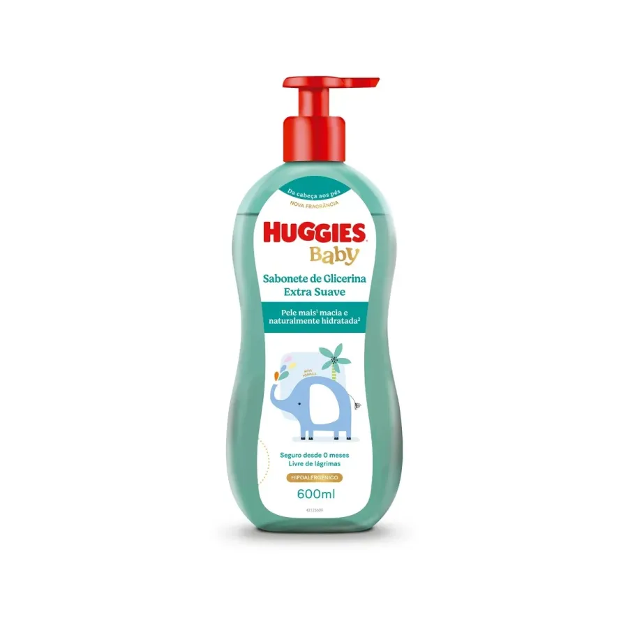Sabonete Líquido Huggies Glicerina para Bebê Extra Suave 600ml