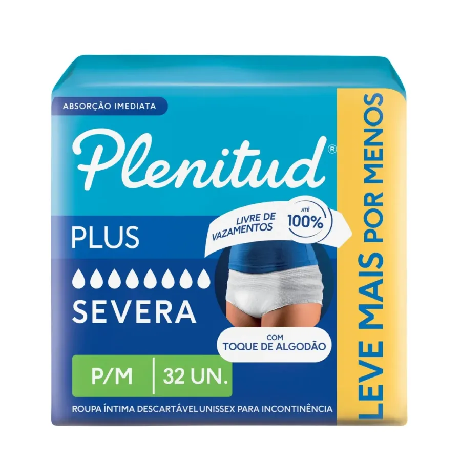 Roupa Íntima Descartávelável Plenitud Plus Incontinência Severa para M com 32 Unidades