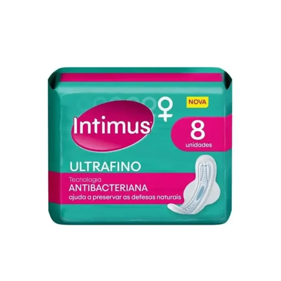 Absorvente Intimus Antibacteriano com Abas 8 Unidades