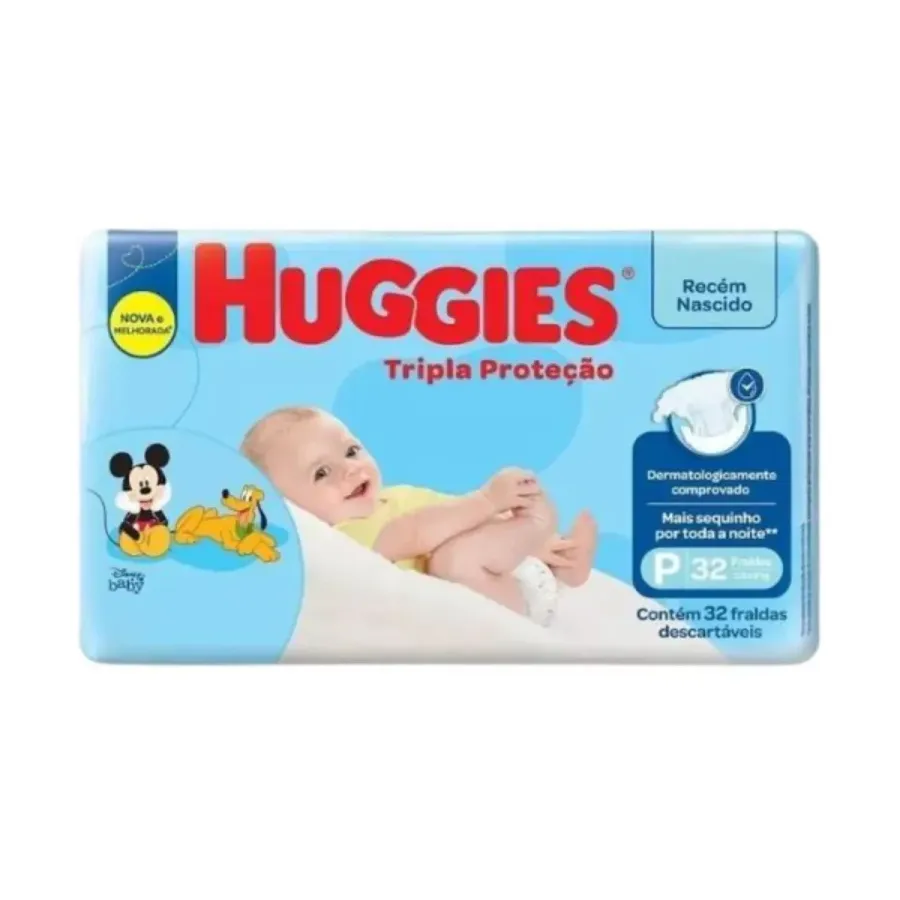 FRALDA HUGGIES TRIPLA PROTEÇÃO JUMBO P C/32UND