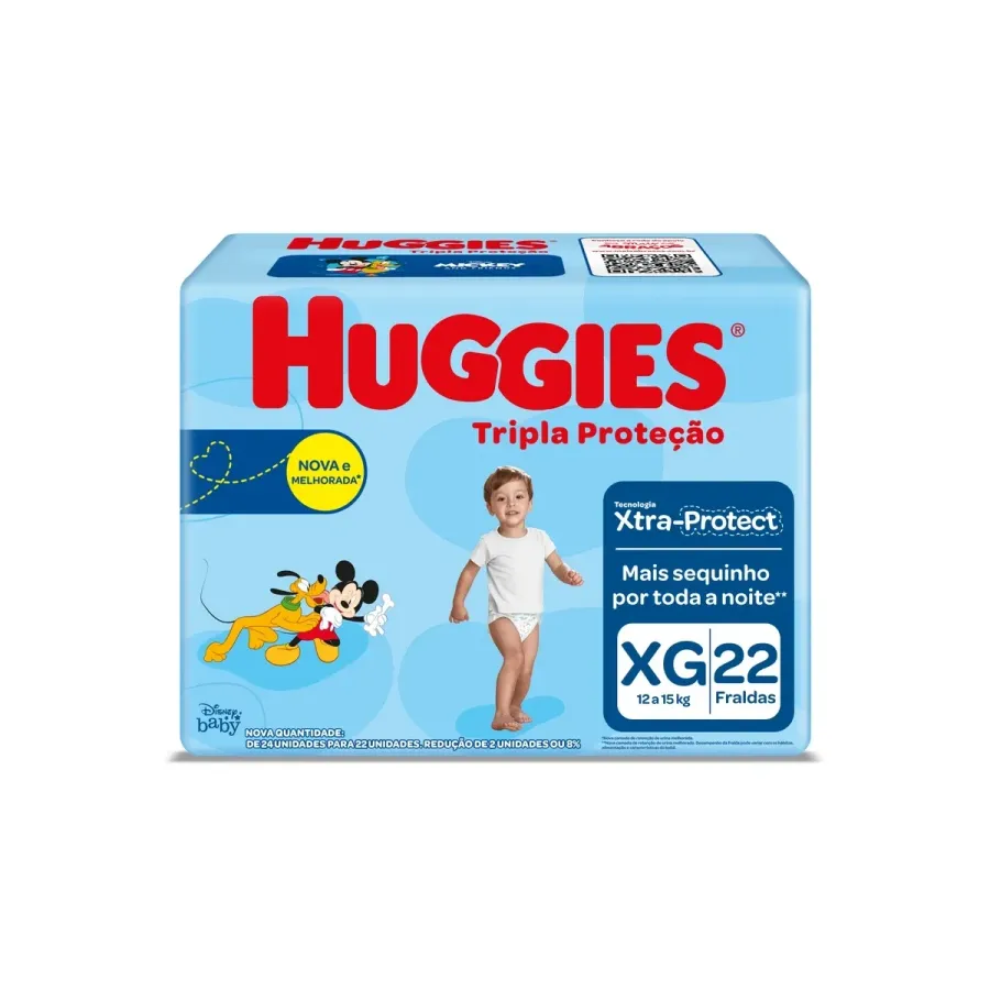 FRALDA HUGGIES TRIPLA PROTEÇÃO JUMBO XG C/22UND