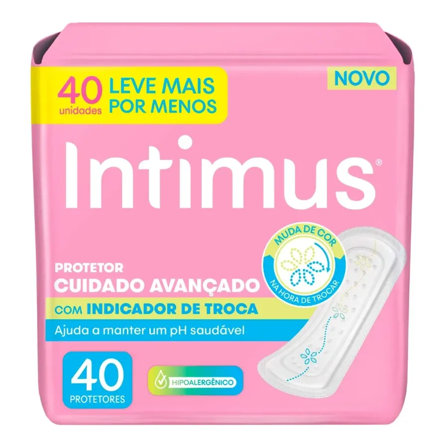 Absorvente Protetor Diário Intimus® com Indicador de Troca 40 Unidades