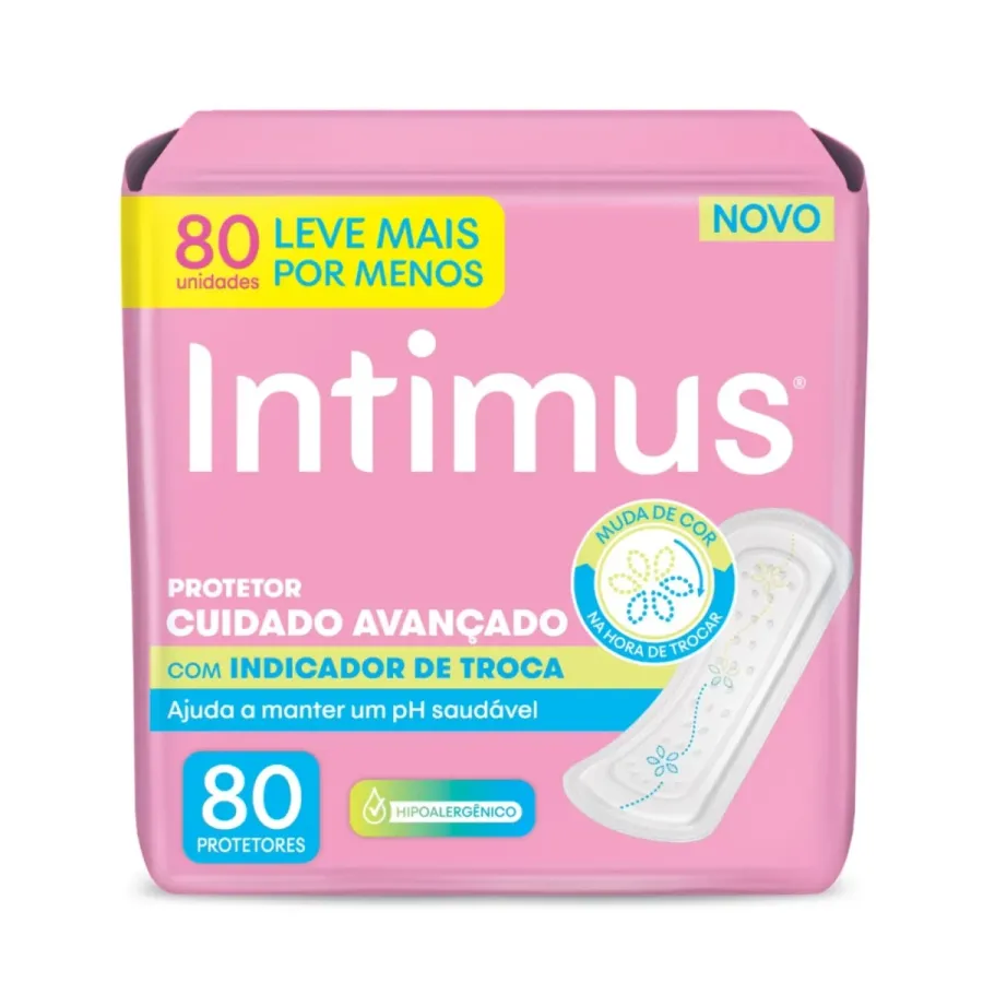 Absorvente Protetor Diário Intimus® Sem Abas Suave com Indicador de Troca 80 Unidades