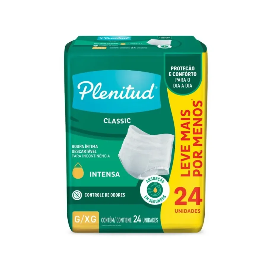 Roupa Íntima Descartávelável Plenitud Classic Intensa G/Xg 24 Unidades