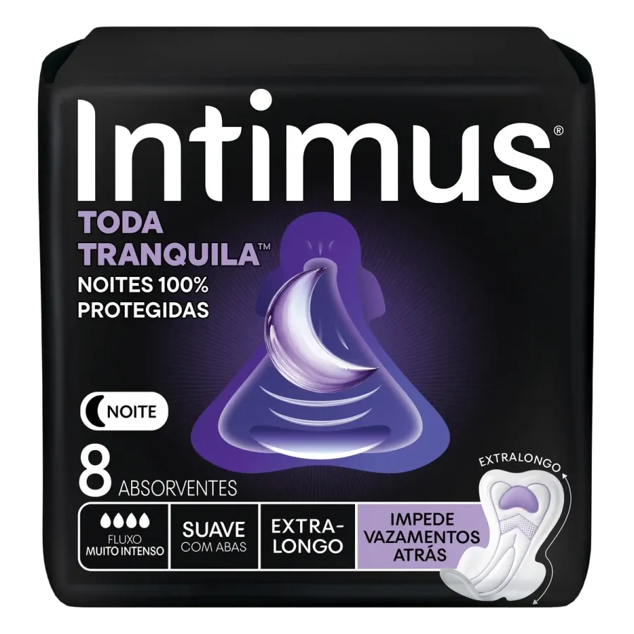 Absorvente Intimus Noturno Toda Tranquila Extralongo 8 Unidades