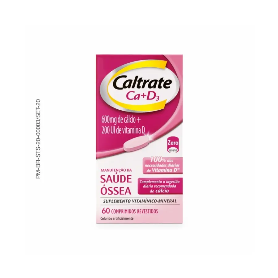 Suplemento de Cálcio e Vitamina D Caltrate 600 + D200ui 60 Comprimidos