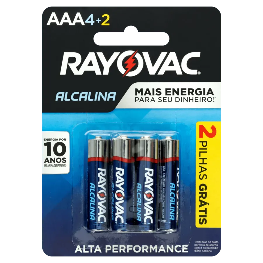 PILHA RAYOVAC ALCALINA AAA PALITO L6P5