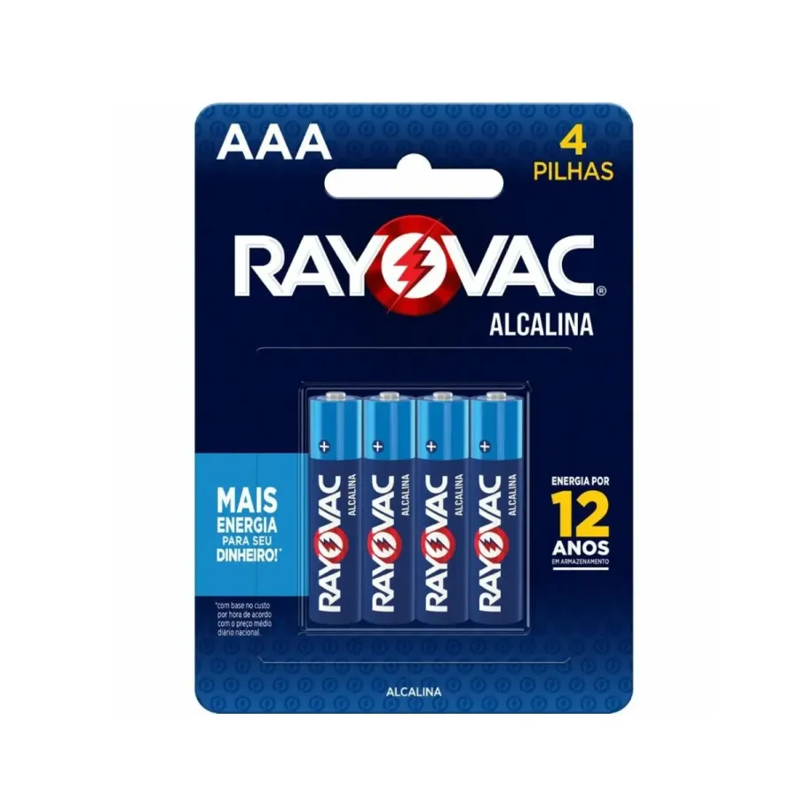 Pilha Alcalina Rayovac Palito AAA 4 Unidades