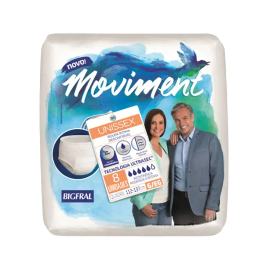 Roupa Íntima Descartável Bigfral Moviment G/XG 8 Unidades