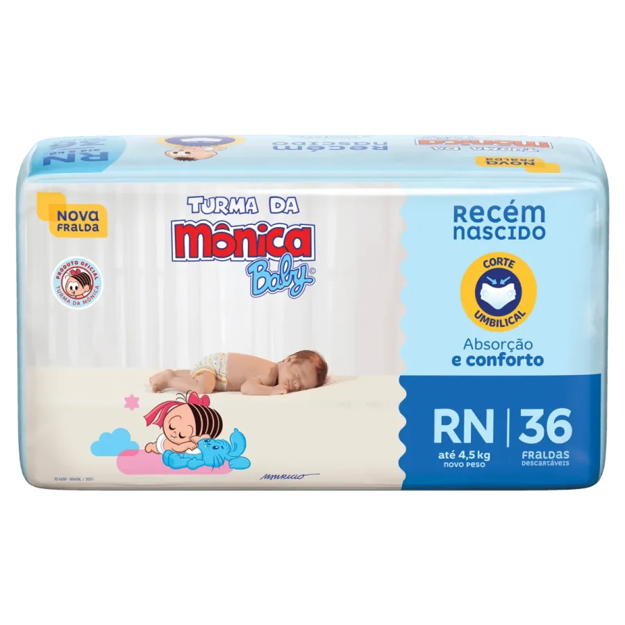 Fralda Turma Monica Jumbo Rn 36 Unidades