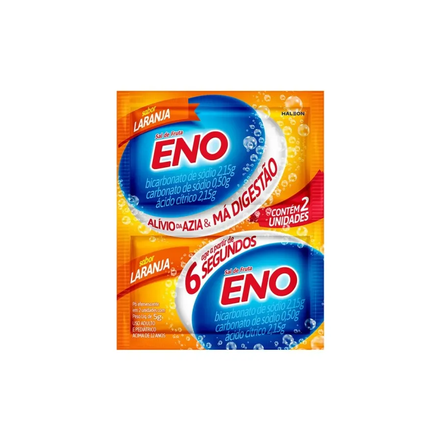 Antiácido Sal de Fruta Eno Sabor Laranja 2 Envelopes de 5g