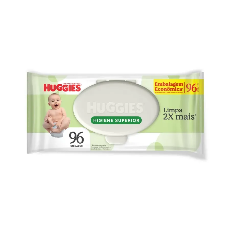 Lenço Umedecido Huggies Higiene Superior Limpam 2x Mais 96 Unidades