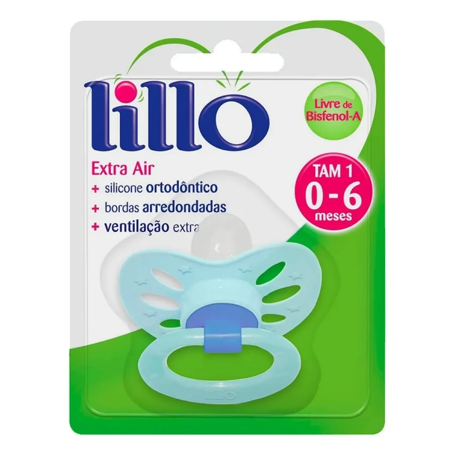 Chupeta Lillo Extra Air Silicone Ortodôntica Tamanho 1 Azul 0 a 6 Meses