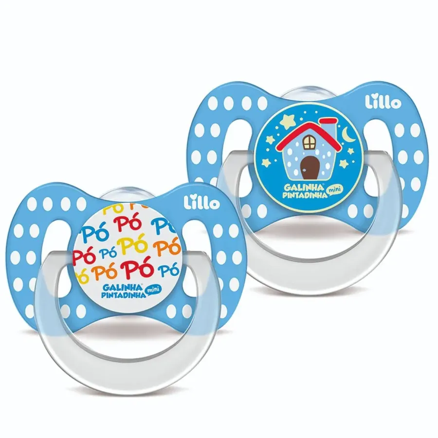 Kit 2 Chupetas Brilha no Escuro Galinha Pintadinha 6m+ Lillo 2 Unidades