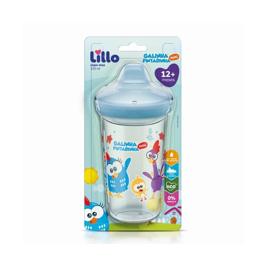 Copo Max Lillo Galinha Pintadinha Antivazamento 12m+ Neutro 320ml