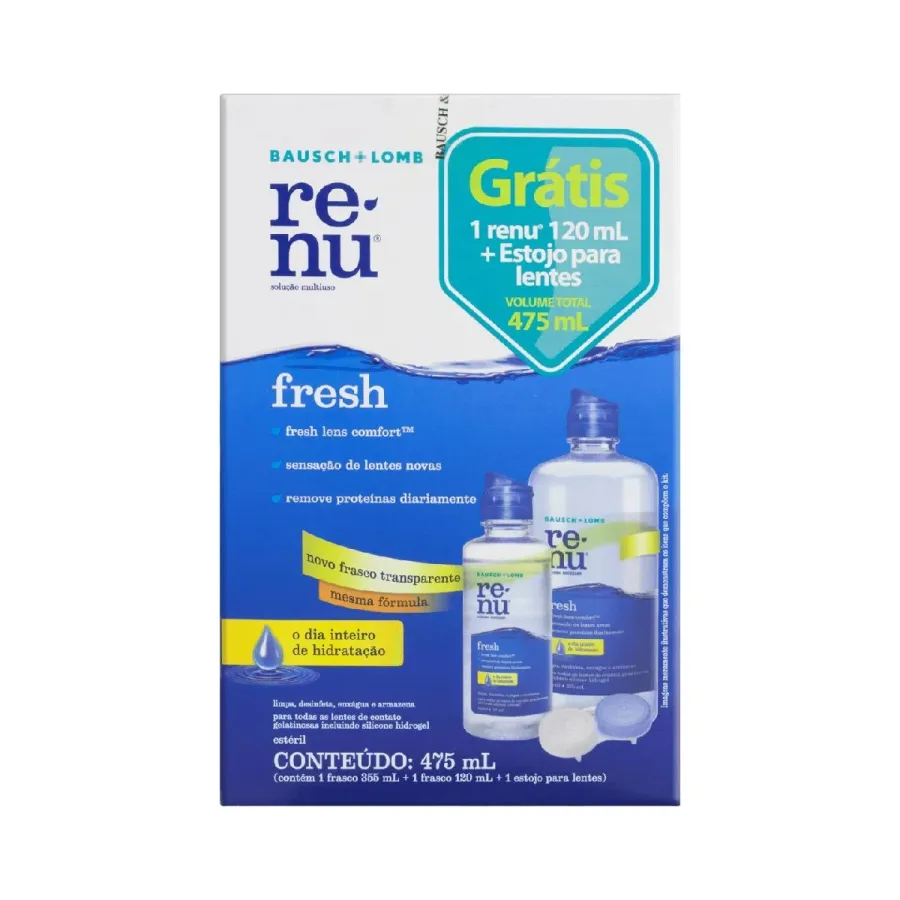Solução Multiuso Renu Fresh 355ml + Renu Fresh 120ml + Estojo para Lentes 1 Unidade
