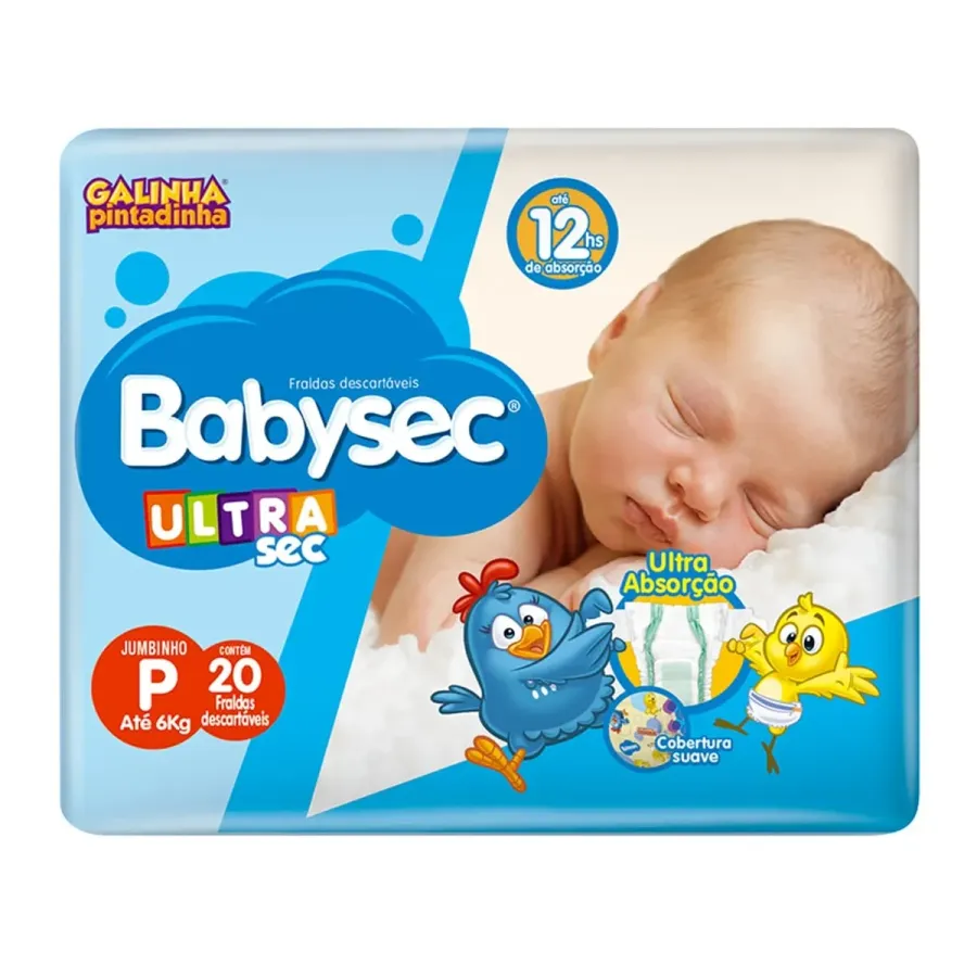 Fralda Babysec Galinha Pintadinha Ultrasec P 20 Unids 20 Unidades
