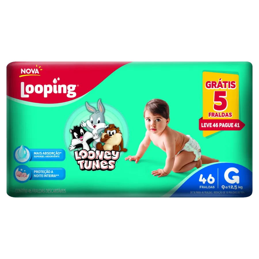 FRALDA LOOPING LOONEY TUNES HIPER G C/46UND