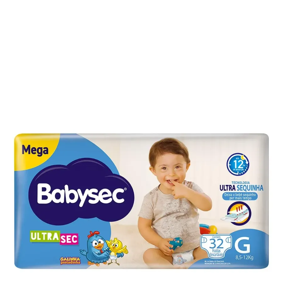 Fralda Babysec Galinha Pintadinha Ultra Sec Mega G 32 Unidades