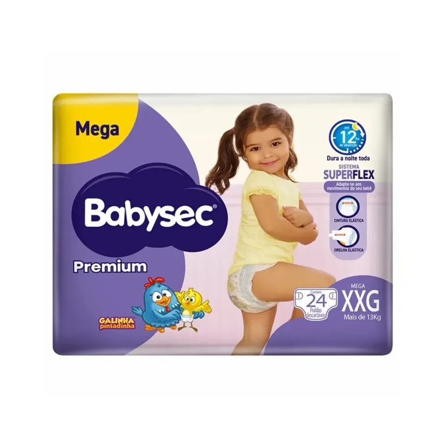 Fralda Babysec Galinha Pintadinha Premium Mega Xxg 24 Unidades