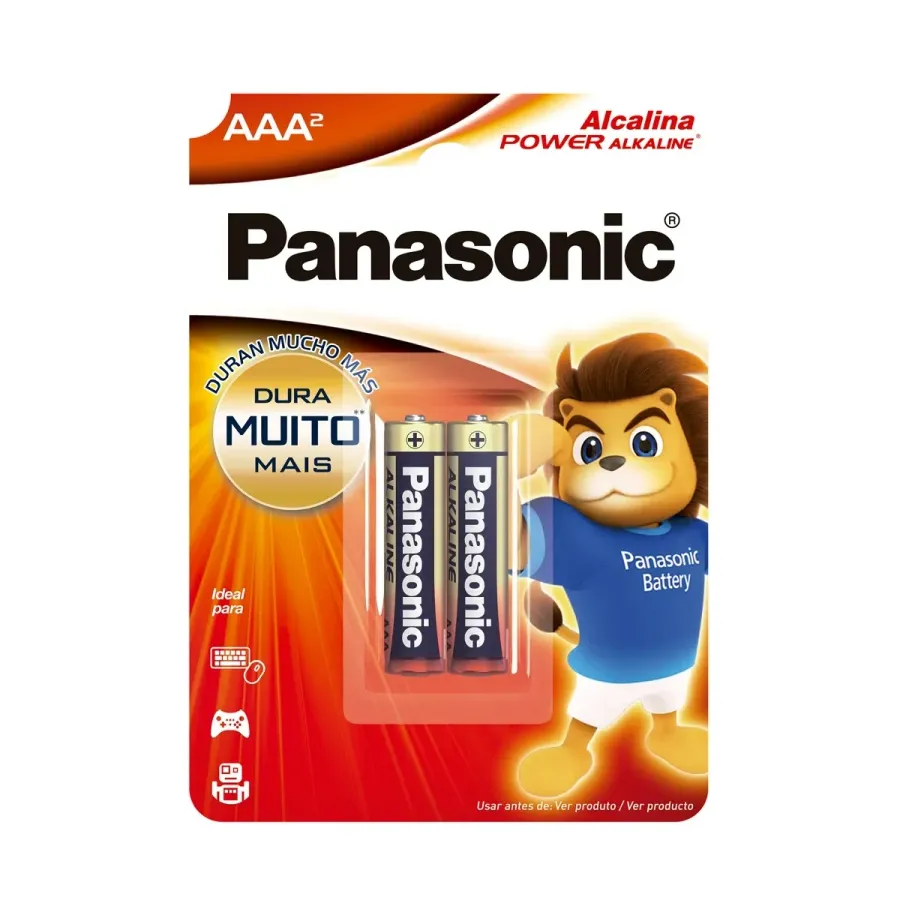 Pilha Panasonic AAA Alcalina Palito 2 Unidades