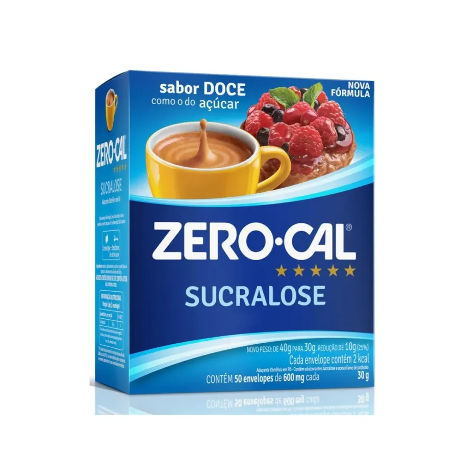Adoçante em Pó Zero-Cal Sucralose 50 Sachês de 600mg Cada