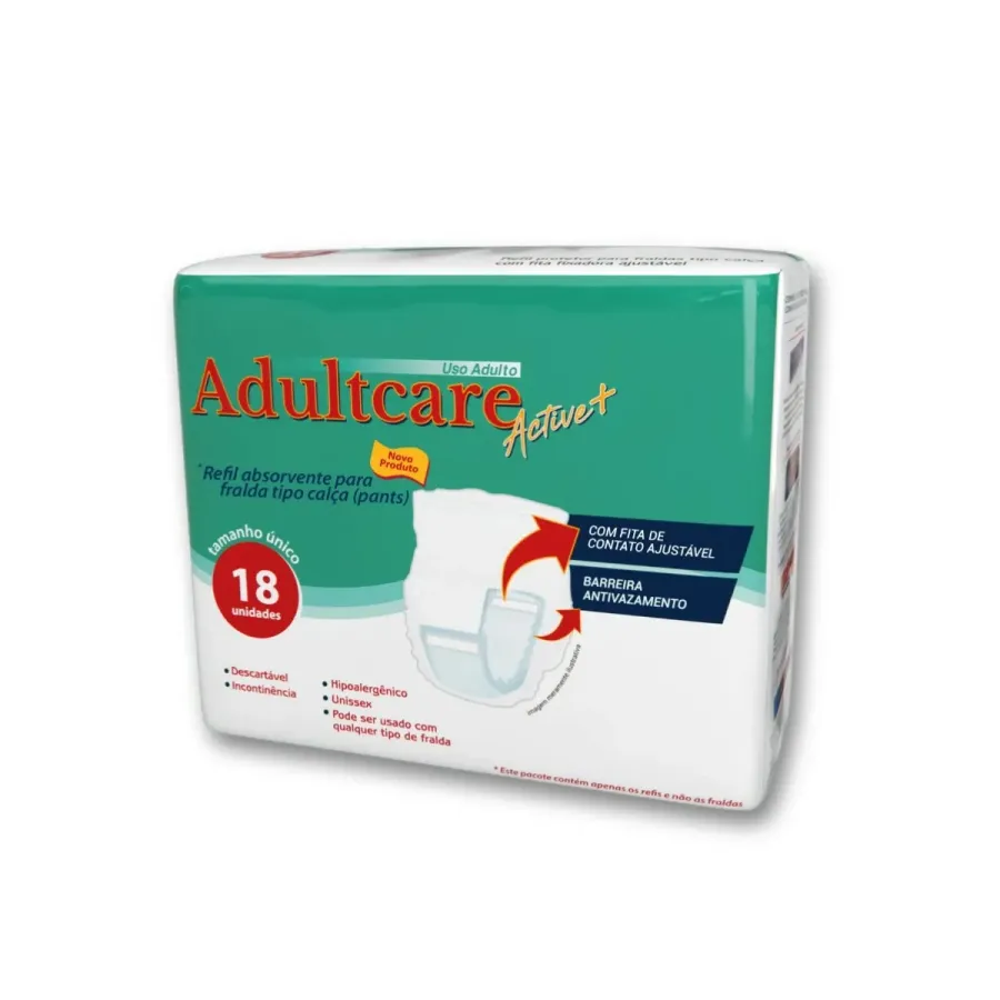 Refil Absorvente para Roupa Íntima Adultcare Active + Unissex 18 Unidades
